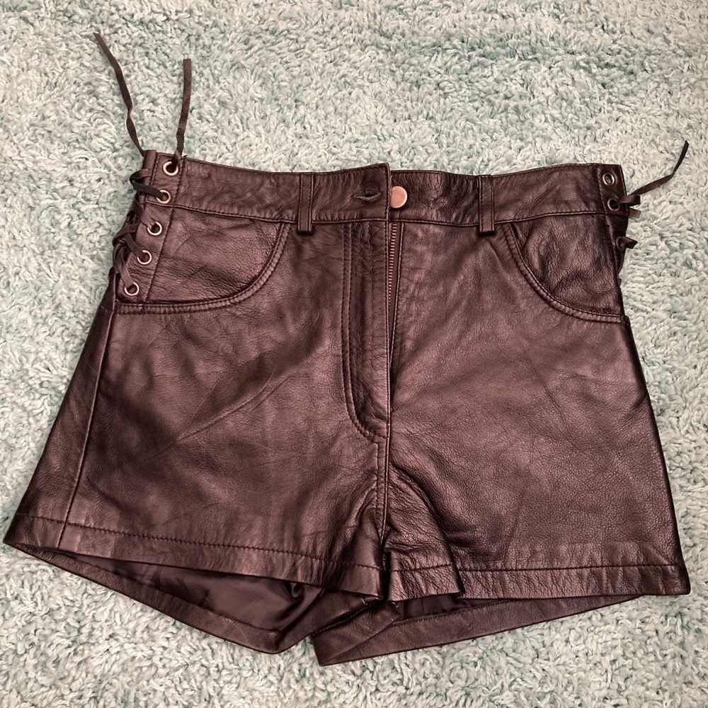American Top Genuine Leather  Black Shorts